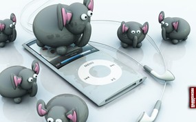  iPod Elephant Discovery桌面壁纸 Archigraphs创意3D动物插画设计壁纸 插画壁纸