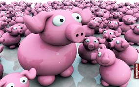  Lots of Pigs桌面壁纸 Archigraphs创意3D动物插画设计壁纸 插画壁纸