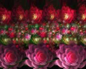  分形艺术花卉 分形艺术图案 华丽分形艺术-炫彩花卉 插画壁纸