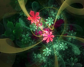  分形艺术花卉 几何图形的艺术 华丽分形艺术-炫彩花卉 插画壁纸