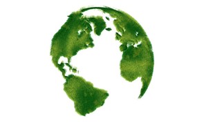  草地地球 绿色草地环保标志图片 1920 1200 绿色和平环保标志-循环利用 插画壁纸