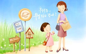 母亲节主题 可爱韩国插画壁纸 母亲节图片 母亲节韩国插画图片 母亲节主题韩国插画壁纸 插画壁纸