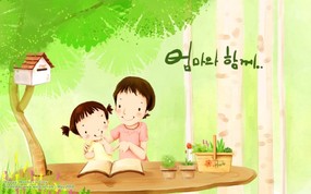 母亲节主题 可爱韩国插画壁纸 母亲节图片 母亲节韩国插画图片 母亲节主题韩国插画壁纸 插画壁纸