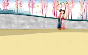 韩国插画名家系列 parang插画壁纸 亲吻情侣 可爱韩国插画壁纸 Parang 韩国插画壁纸 插画壁纸