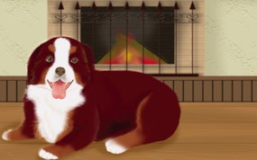  Painter 柔和风格狗狗插画 Painter 柔和插画-我的宠物狗 动物壁纸