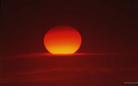  太阳特写 红色的落日壁纸 黄昏暮色-日落映像 风景壁纸