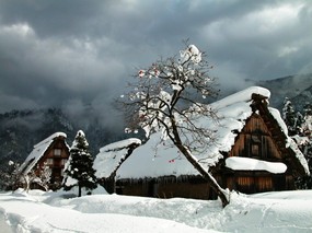 雪中小屋 风景壁纸