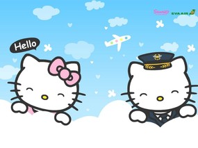 Hello Kitty桌面壁纸 长荣航空Hello Kitty 彩绘机宣传壁纸 广告壁纸