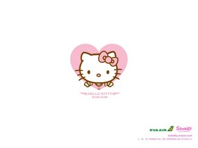  长荣Hello Kitty桌面壁纸 长荣航空Hello Kitty 彩绘机宣传壁纸 广告壁纸