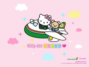  桌面壁纸 长荣航空Hello Kitty 彩绘机宣传壁纸 广告壁纸