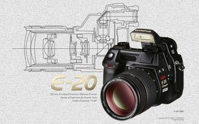  2001奥林巴斯数码相机E 20 Olympus Digital Cameras E 20 Olympus 奥林巴斯70年经典相机壁纸(上辑) 广告壁纸