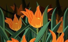  电脑CG花卉插画 电脑花卉绘画 花卉壁纸