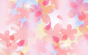  甜美系 樱花碎花图案设计 美丽碎花布 之 粉红甜美系 花卉壁纸