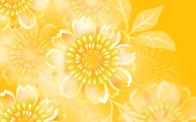  金黄色花卉背景图案设计 美丽碎花布 之 简洁淡雅系 花卉壁纸