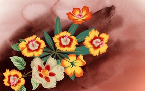  艺术风格花卉图案壁纸 艺术风格花卉图案色彩 花卉壁纸