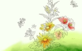  轻淡优美的花卉色彩图案 艺术风格花卉图案色彩 花卉壁纸