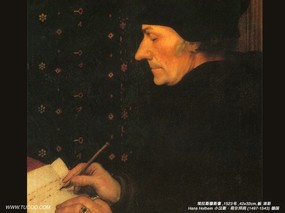 世界经典名画壁纸  小汉斯 荷尔拜因肖像画 埃拉斯穆斯像 Fine Art by Hans Holbein the Younger 德国肖像画家 Hans Holbein 小汉斯·荷尔拜因作品集 绘画壁纸