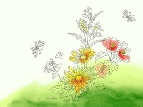 水墨花卉 1 6 动植风光 水墨花卉 第一辑 绘画壁纸