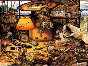 画家笔下的可爱猫咪壁纸 Charles Wysocki 猫咪绘画 Cat Tales 手绘猫咪壁纸 Charles Wysocki Fine Art Painting Wallpaper 画家笔下的可爱猫咪Charles Wysocki 猫咪绘画 绘画壁纸