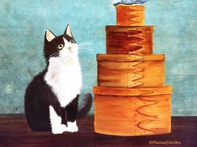 趣味猫咪绘画壁纸 二 kriebel 作品 趣味手绘猫咪壁纸 Funny Cat Art Painting Desktop 绘画动物-趣味猫咪(二)(kriebel 绘画作品)=制作= 绘画壁纸