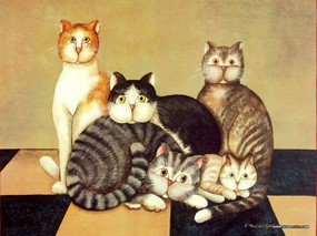 绘画动物壁纸 趣味猫咪 kriebel 作品 趣味猫咪绘画壁纸 Funny Cat Art Painting Desktop 绘画动物-趣味猫咪(一)(kriebel 作品)=制作= 绘画壁纸