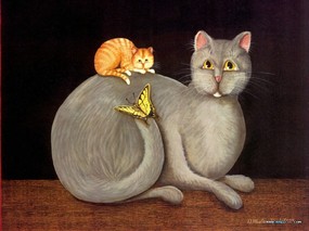 绘画动物壁纸 趣味猫咪 kriebel 作品 趣味猫咪绘画壁纸 Funny Cat Art Painting Desktop 绘画动物-趣味猫咪(一)(kriebel 作品)=制作= 绘画壁纸