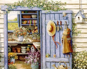 欢迎到我的花园来 Janet Kruskamp 绘画壁纸 古典浪漫花园手绘壁纸 Welcome to My Garden Janet Kruskamp 手绘《欢迎到我的花园来》 绘画壁纸