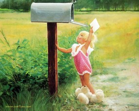 金色童年 二 法国画家 Donald Zolan 儿童水彩画集 特别的信 儿童水彩画壁纸 金色童年-儿童水彩画壁纸(二) 绘画壁纸