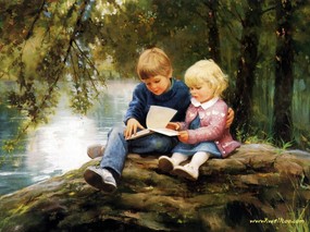 金色童年 二 法国画家 Donald Zolan 儿童水彩画集 森林故事 童年生活水彩画图片 金色童年-儿童水彩画壁纸(二) 绘画壁纸
