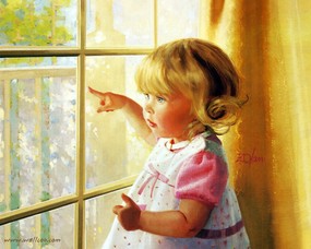 金色童年 二 法国画家 Donald Zolan 儿童水彩画集 金发小宝贝 可爱小女孩水彩画图片 金色童年-儿童水彩画壁纸(二) 绘画壁纸