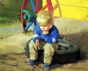 金色童年 二 法国画家 Donald Zolan 儿童水彩画集 小思想家 儿童水彩画壁纸 金色童年-儿童水彩画壁纸(二) 绘画壁纸