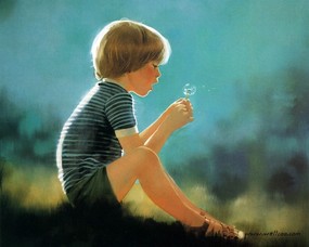 金色童年 二 法国画家 Donald Zolan 儿童水彩画集 蒲公英 儿童水彩画图片 金色童年-儿童水彩画壁纸(二) 绘画壁纸
