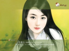  手绘美女壁纸 Desktop Wallpaper of Art Paintings 美女手绘壁纸(六)台湾言情小说封面 绘画壁纸