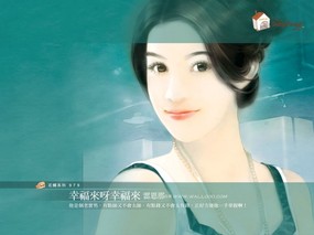  手绘美女壁纸 Desktop Wallpaper of Art Paintings 美女手绘壁纸(五)台湾言情小说封面 绘画壁纸