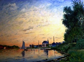 印象派画家 壁纸 Claude Monet Painting Argenteuil Late Afternoon 1600 1200 莫奈 Claude Monet 绘画作品 绘画壁纸