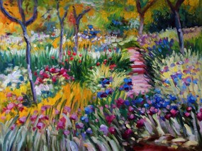 印象派画家 壁纸 莫奈绘画作品 The Iris Garden at Giverny 1600 1200 莫奈 Claude Monet 绘画作品 绘画壁纸
