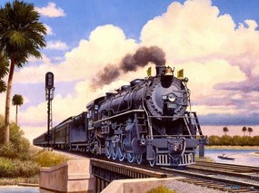 欧美手绘火车壁纸 Howard Fogg 火车之旅 手绘蒸汽火车图片 Railroad Art Painting Art Train Journeys 欧美手绘火车壁纸Howard Fogg 火车之旅 绘画壁纸