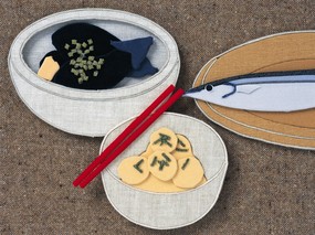  秋季 日本手工布艺贴画图片 日本风情手工布艺画-秋冬篇 绘画壁纸