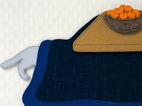  冬季 日本手工布艺贴画图片 日本风情手工布艺画-秋冬篇 绘画壁纸