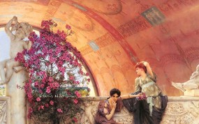 世界名画壁纸欣赏 Fine Art Painting Alma Tadema Lawrence Unconscious rivals 1893 世界名画壁纸(三) 绘画壁纸