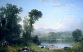 世界名画壁纸欣赏 Fine Art Painting Durand Asher Brown Pastoral landscape 1861 Washington National Gallery of Art 世界名画壁纸(三) 绘画壁纸