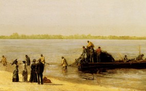 世界名画壁纸欣赏 Fine Art Painting Eakins Thomas Shad fishing at Gloucester Delaware River 1881 Philadelphia Museum of Art 世界名画壁纸(三) 绘画壁纸