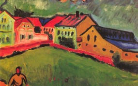 世界名画壁纸欣赏 Fine Art Painting Pechstein Max Meadow at Mortziburg 1910 Leonard Hutton Galleries 世界名画壁纸(三) 绘画壁纸