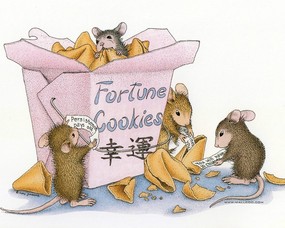  幸运曲奇 可爱小老鼠插画壁纸 鼠鼠一家-温馨小老鼠插画壁纸 绘画壁纸