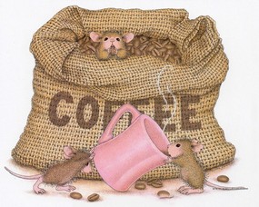  美味咖啡 可爱小老鼠插画壁纸 鼠鼠一家-温馨小老鼠插画壁纸 绘画壁纸