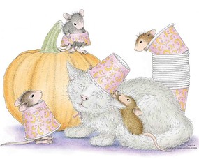  万圣节的可爱小老鼠插画壁纸 鼠鼠一家-温馨小老鼠插画壁纸 绘画壁纸