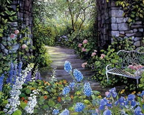  Susan Rios Canvas Painting Afternoon Walk Susan Rios 绘画-浪漫花园与温馨的家 绘画壁纸
