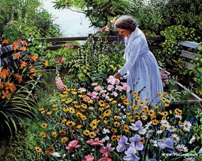  Susan Rios Canvas Painting The Hillside Garden Susan Rios 绘画-浪漫花园与温馨的家 绘画壁纸
