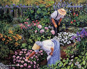  Susan Rios Canvas Painting Peaceful Hours Susan Rios 绘画-浪漫花园与温馨的家 绘画壁纸