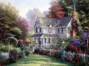  Home Is Where the Heart Is 美国田园风景油画壁纸 Thomas Kinkade 温馨田园风景油画系列(第一辑) 绘画壁纸